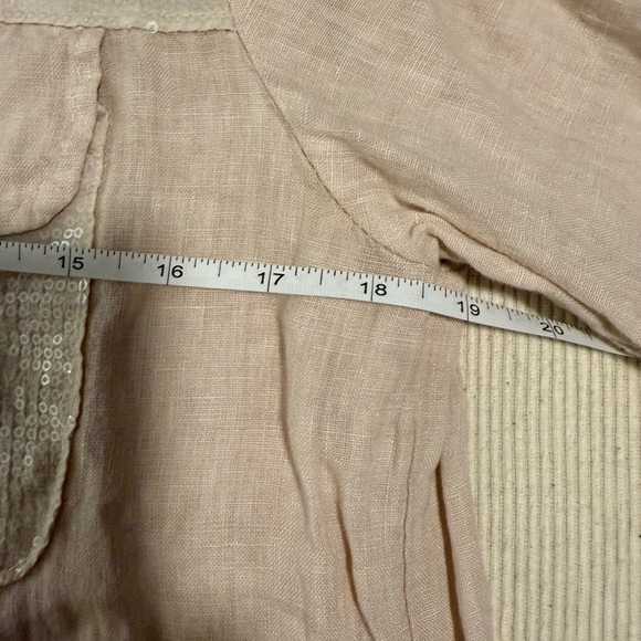 Women's Light Pink Linen  Button-Up Top - Picture 8 of 10